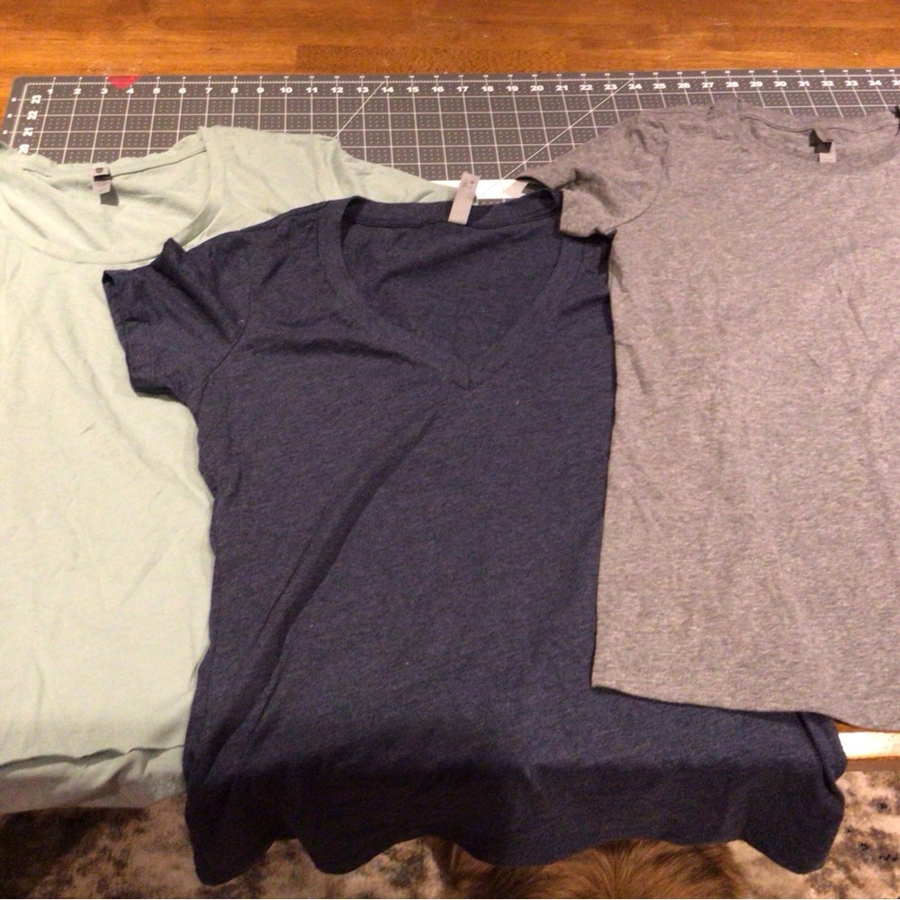 Variety of  Basic Tees - Sage, navy, and gray